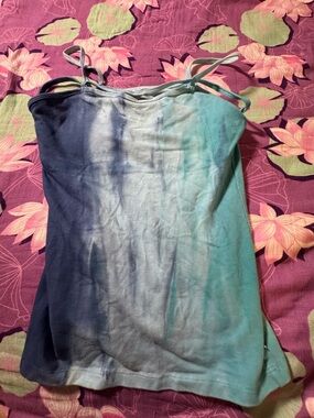 Lily Lotus Blue to Teal Ombre Spaghetti Strap Tank